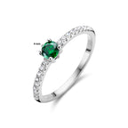 Ring groen en wit zirkonia zilver gerhodineerd