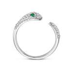 Ring slang groen en wit zirkonia zilver gerhodineerd