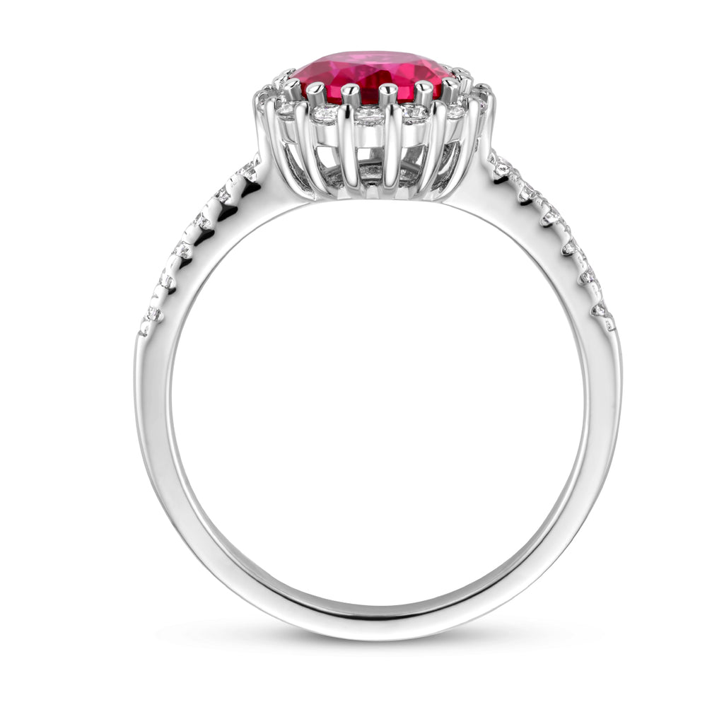 Ring zirkonia korund halo zilver gerhodineerd