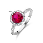 Ring zirkonia korund halo zilver gerhodineerd