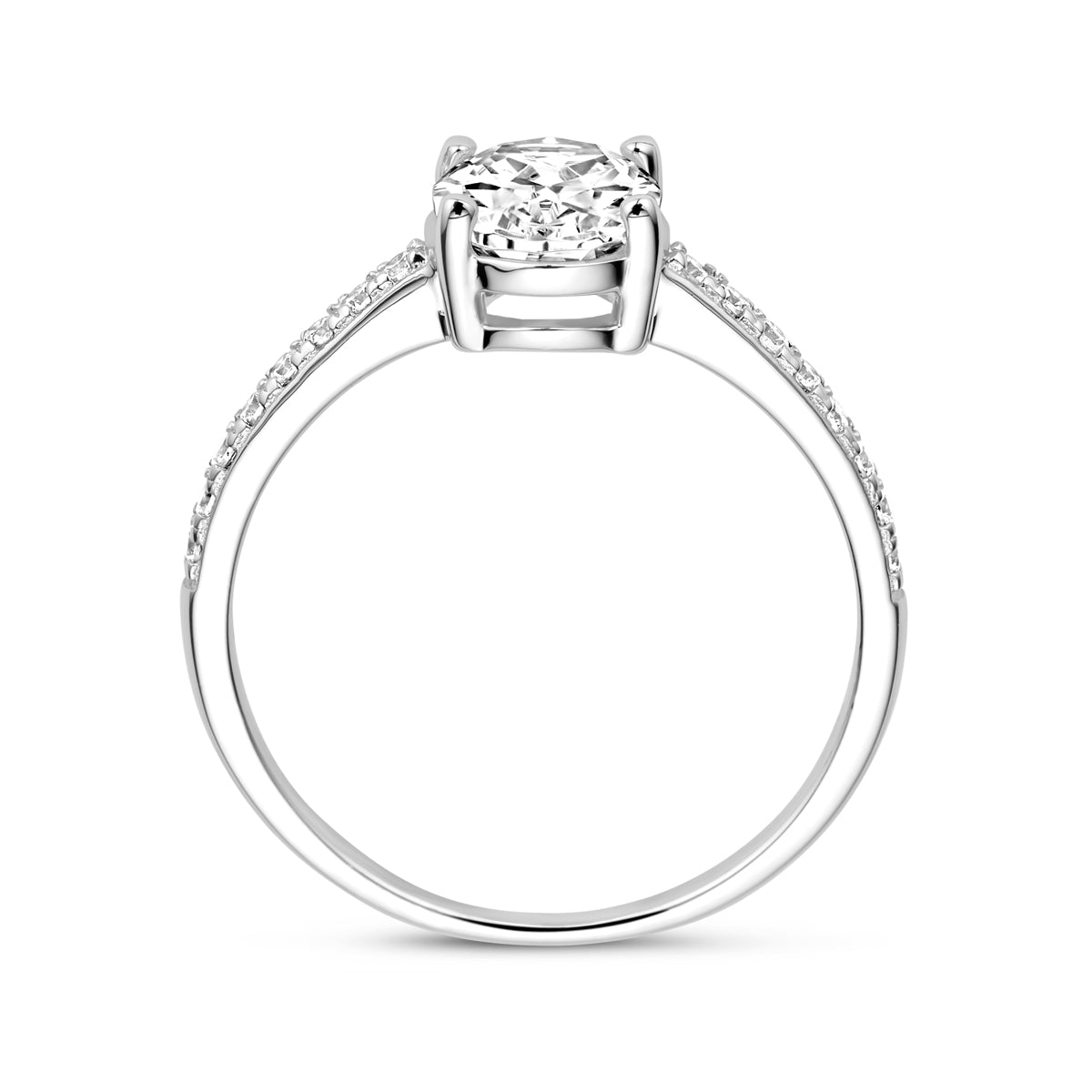 Ring zirkonia zilver gerhodineerd
