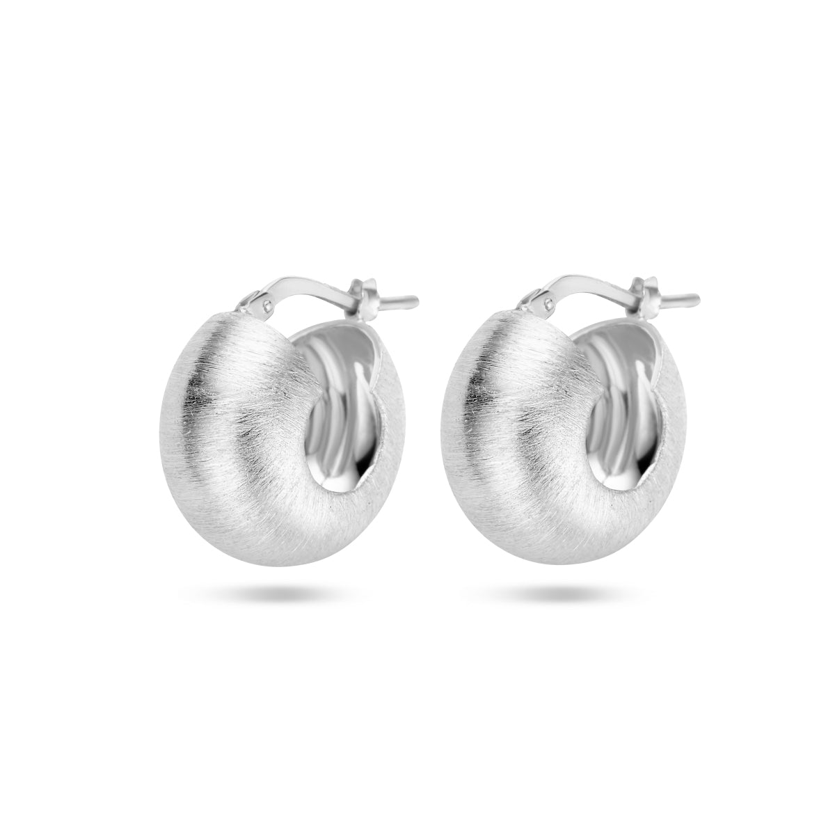 Oorringen gescratcht poli/mat zilver gerhodineerd