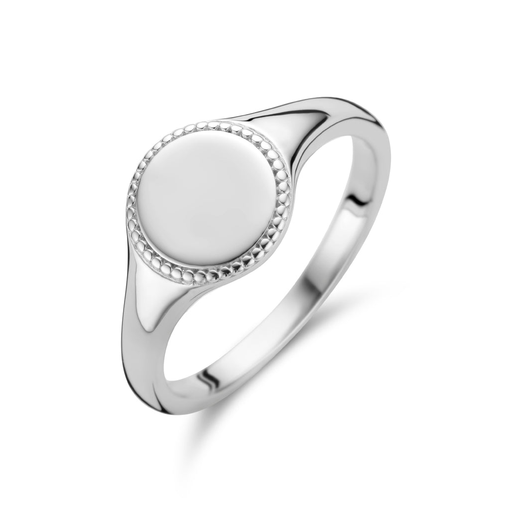 Graveerring rondje zilver gerhodineerd