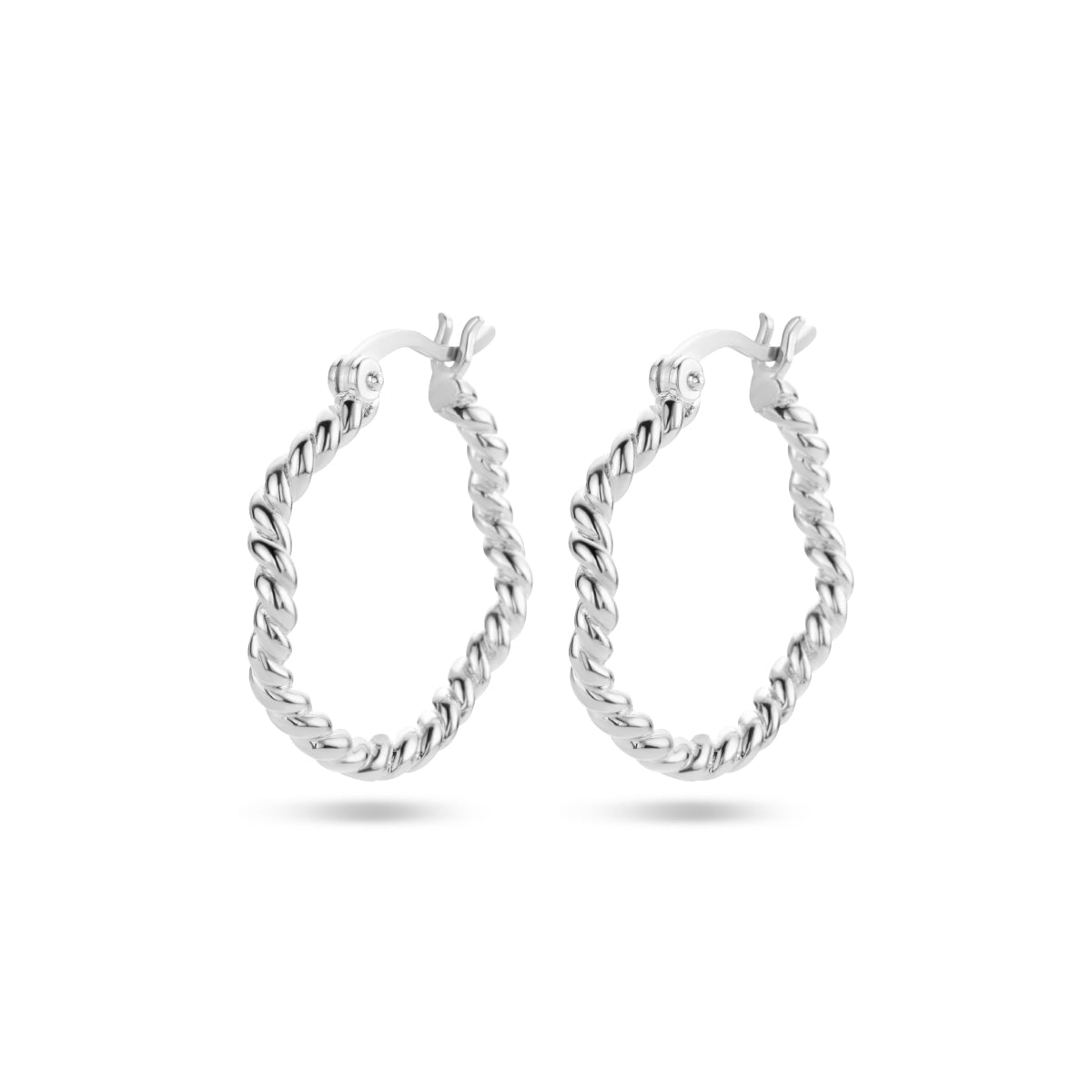 Oorringen gedraaid zilver gerhodineerd