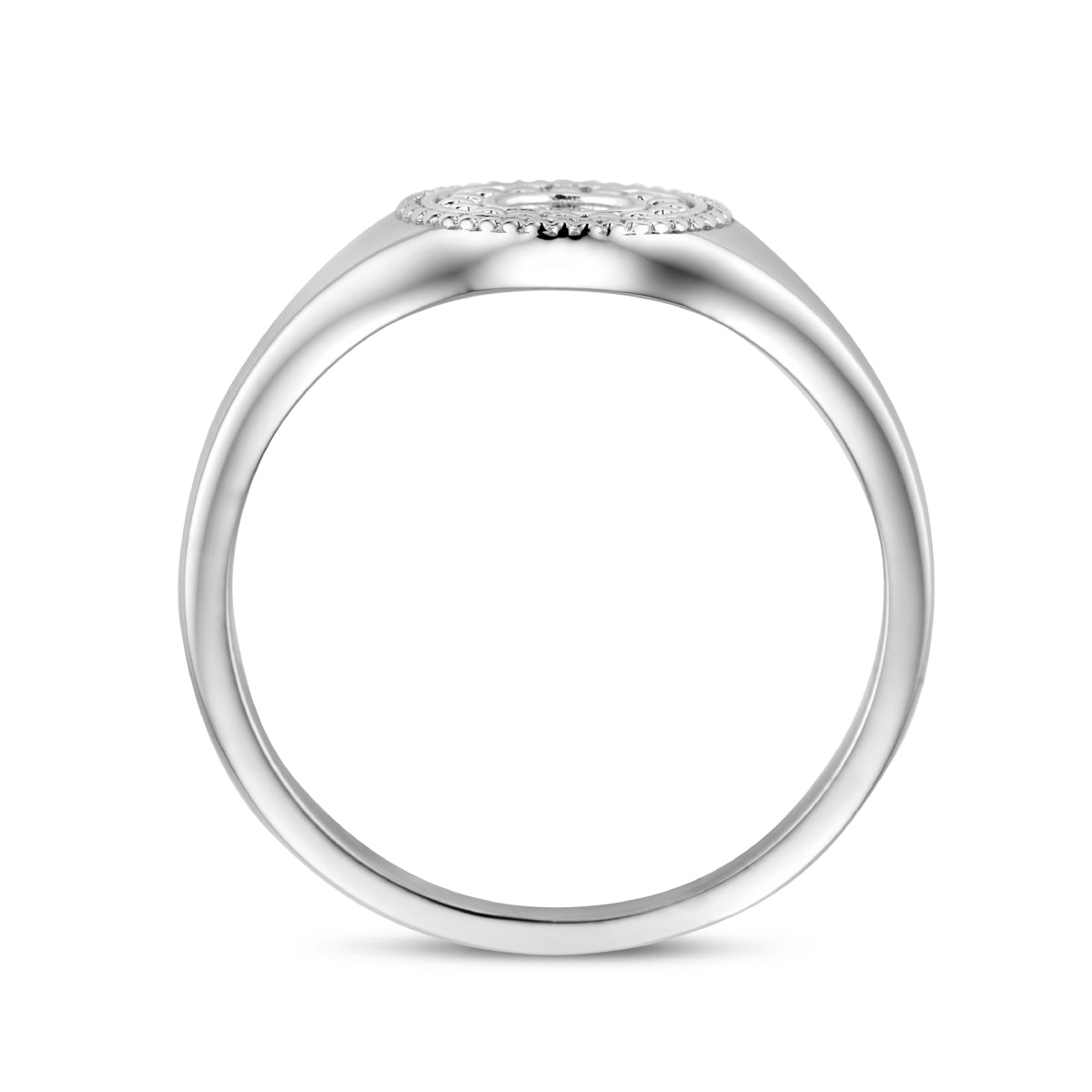 Bewerkte ring met zirkonia zilver gerhodineerd