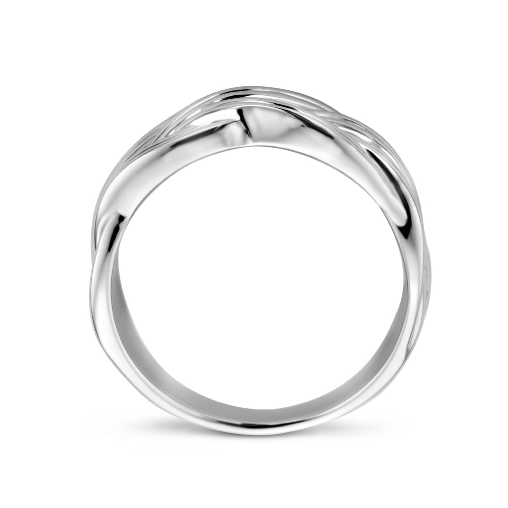 Ring gevlochten zilver gerhodineerd