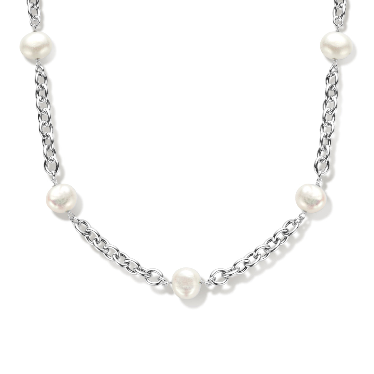 Collier parels 45 cm zilver gerhodineerd