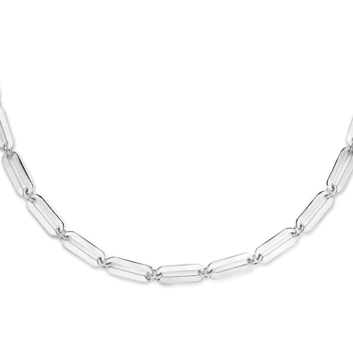 Collier paperclip plat 5,2 mm 42 + 4 cm zilver gerhodineerd