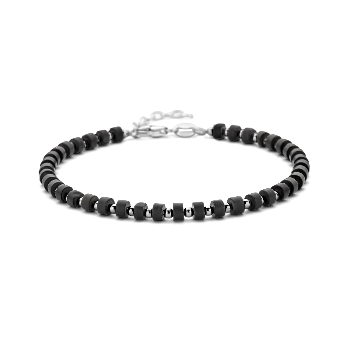 Kralenarmband agaat 4,0 mm 20 + 3 cm zilver gerhodineerd