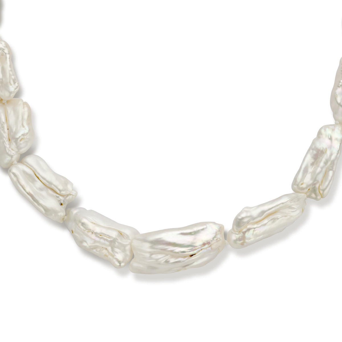 Collier barokke parels 16 mm 46 cm zilver gerhodineerd