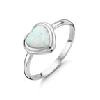 Ring hart synth. opaal zilver gerhodineerd