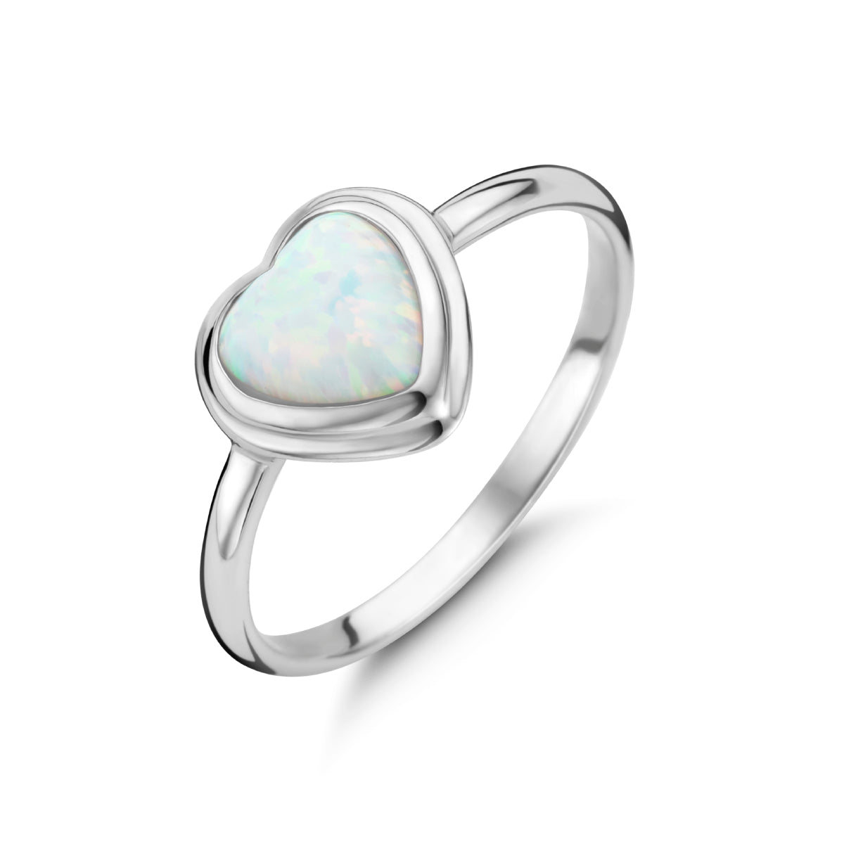 Ring hart synth. opaal zilver gerhodineerd
