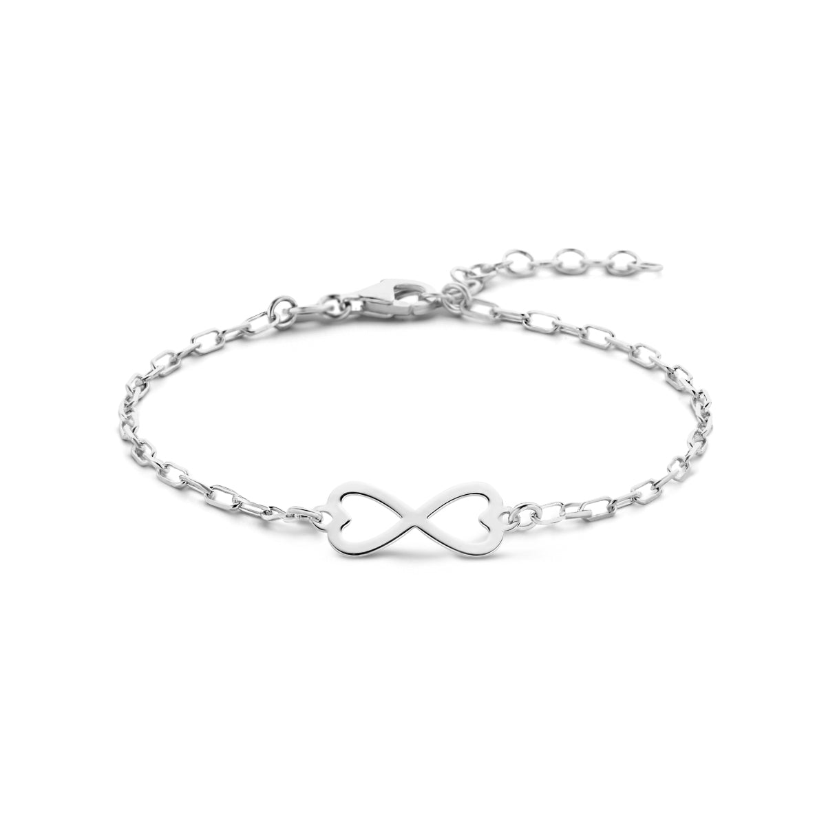 Armband infinity 16 + 3 cm zilver gerhodineerd