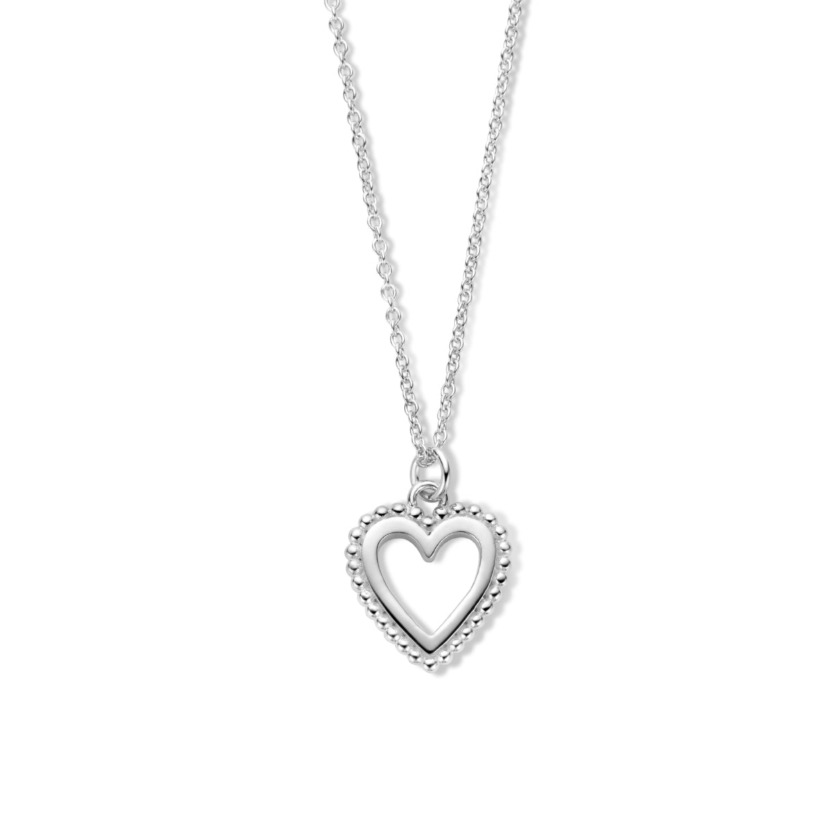 Collier hart 41 + 4 cm zilver gerhodineerd