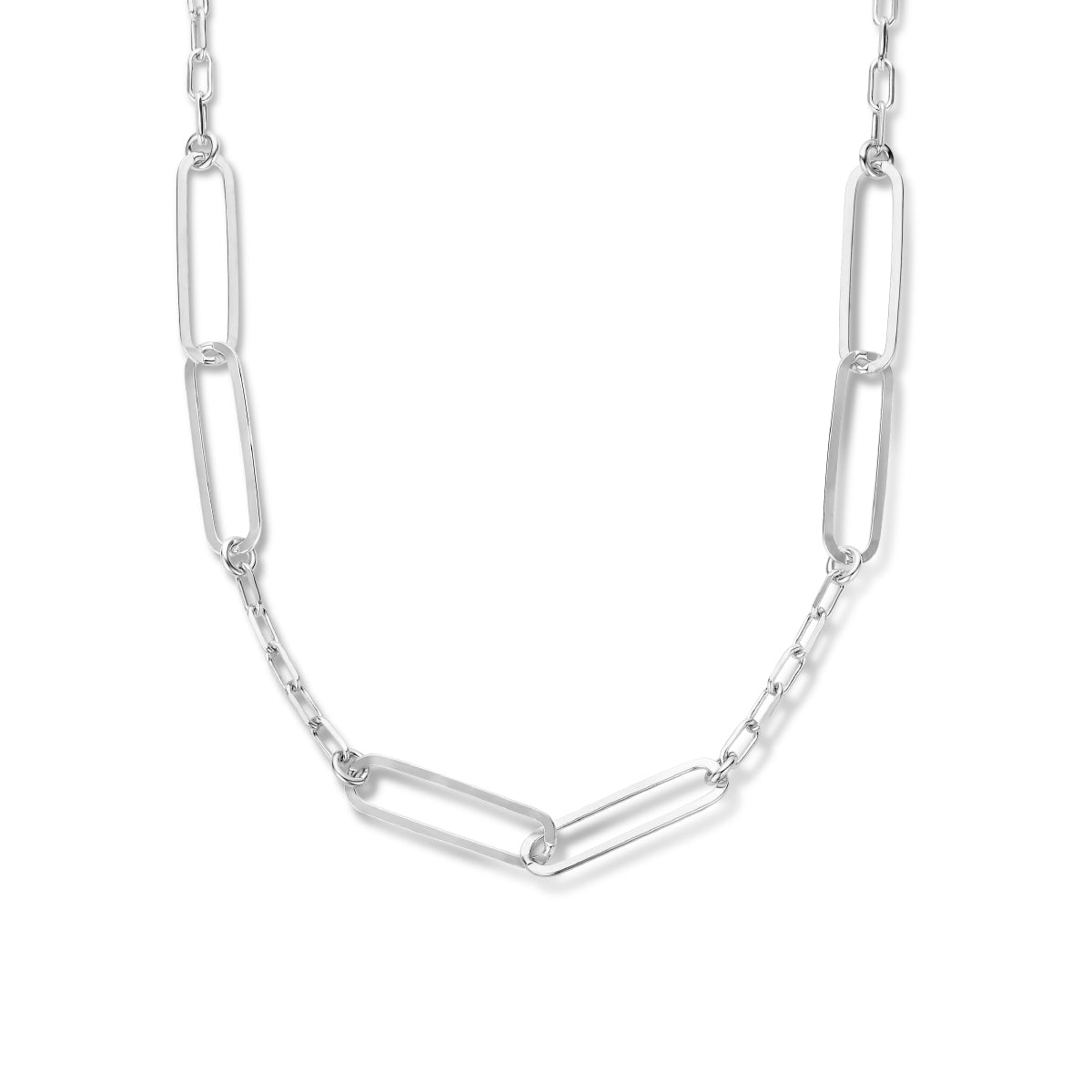 Collier paperclip plat 4,5 mm 41 + 5 cm zilver gerhodineerd