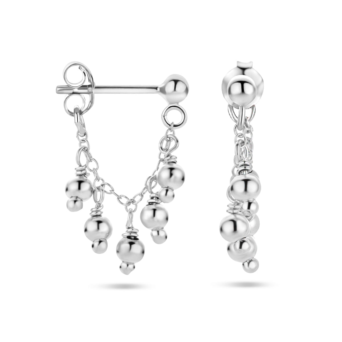 Oorhangers bolletjes zilver gerhodineerd