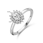 Ring zirkonia halo zilver gerhodineerd