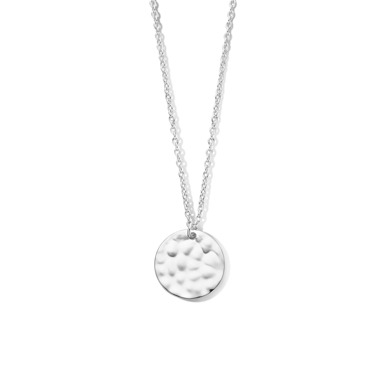 Collier gehamerd 42 + 4 cm zilver gerhodineerd