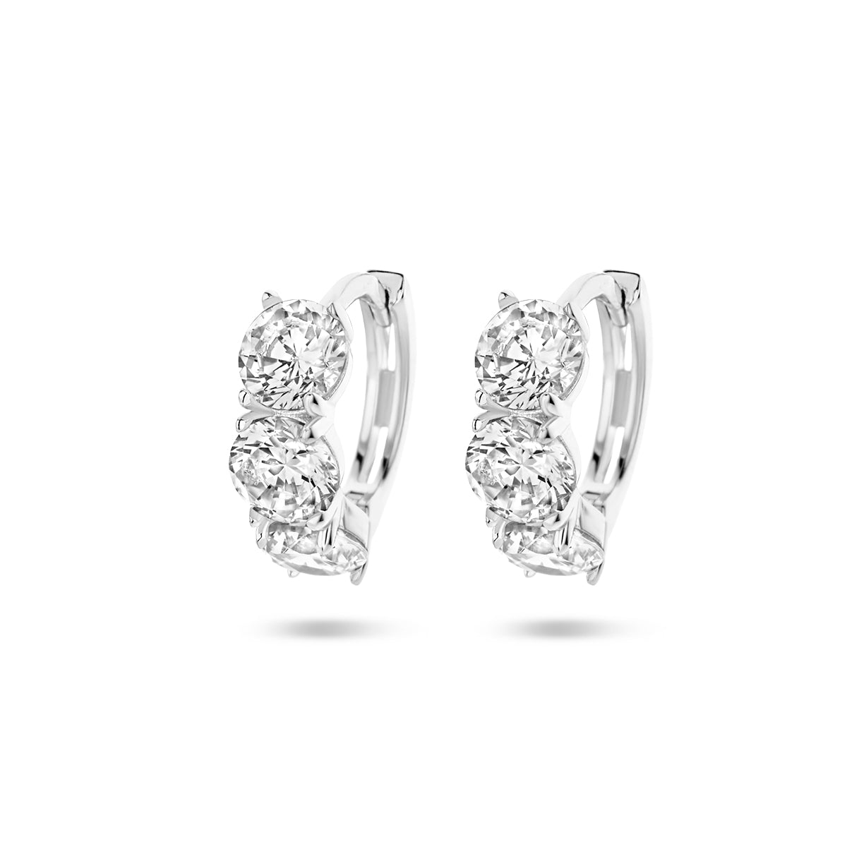 Klapoorringen zirkonia wit zilver gerhodineerd