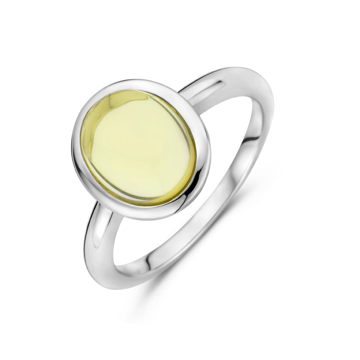 Ring citroenkwarts zilver gerhodineerd