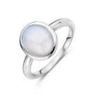 Ring wit chalcedoon zilver gerhodineerd