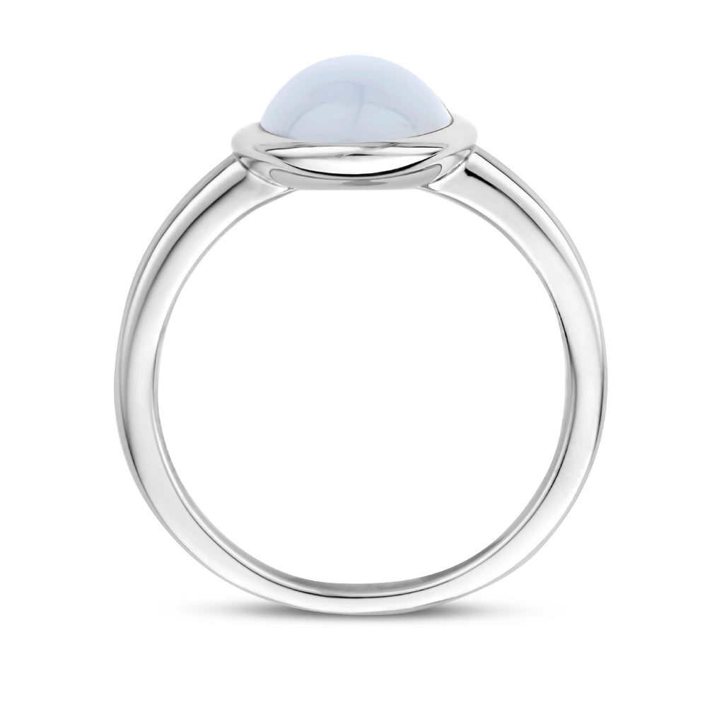 Ring wit chalcedoon zilver gerhodineerd