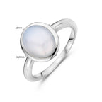 Ring wit chalcedoon zilver gerhodineerd