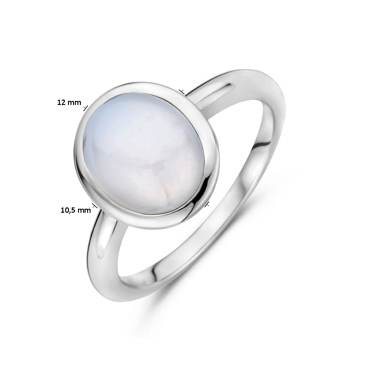 Ring wit chalcedoon zilver gerhodineerd