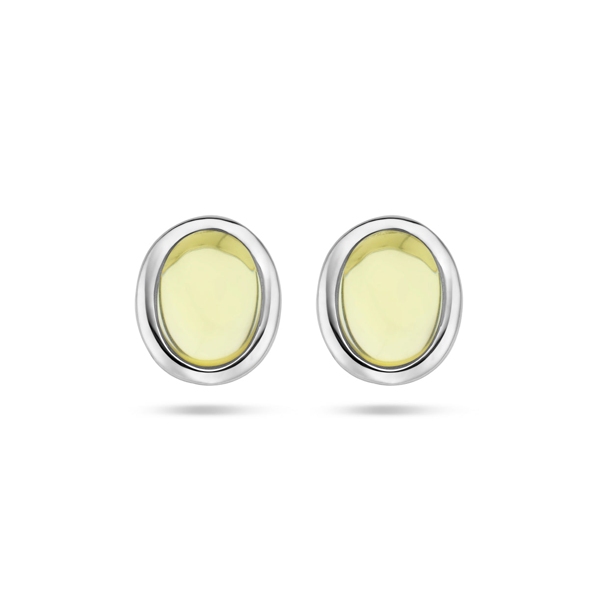 Oorknoppen citroenkwarts zilver gerhodineerd