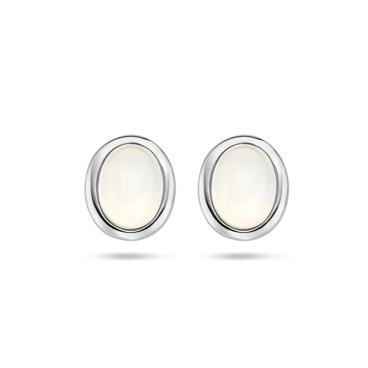 Oorknoppen wit maansteen zilver gerhodineerd