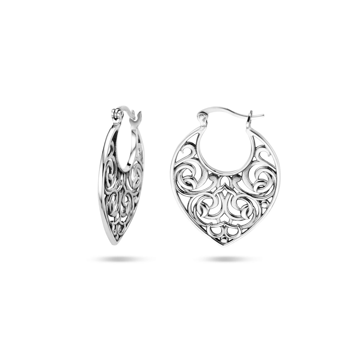 Oorringen filigrain zilver gerhodineerd