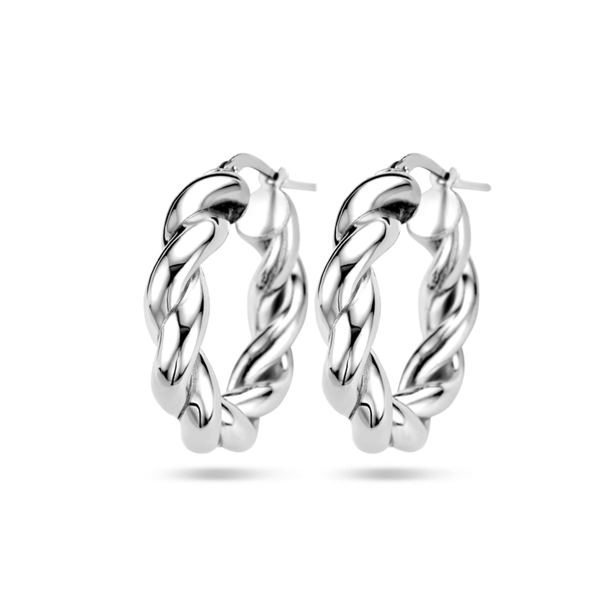 Oorringen gedraaid zilver gerhodineerd