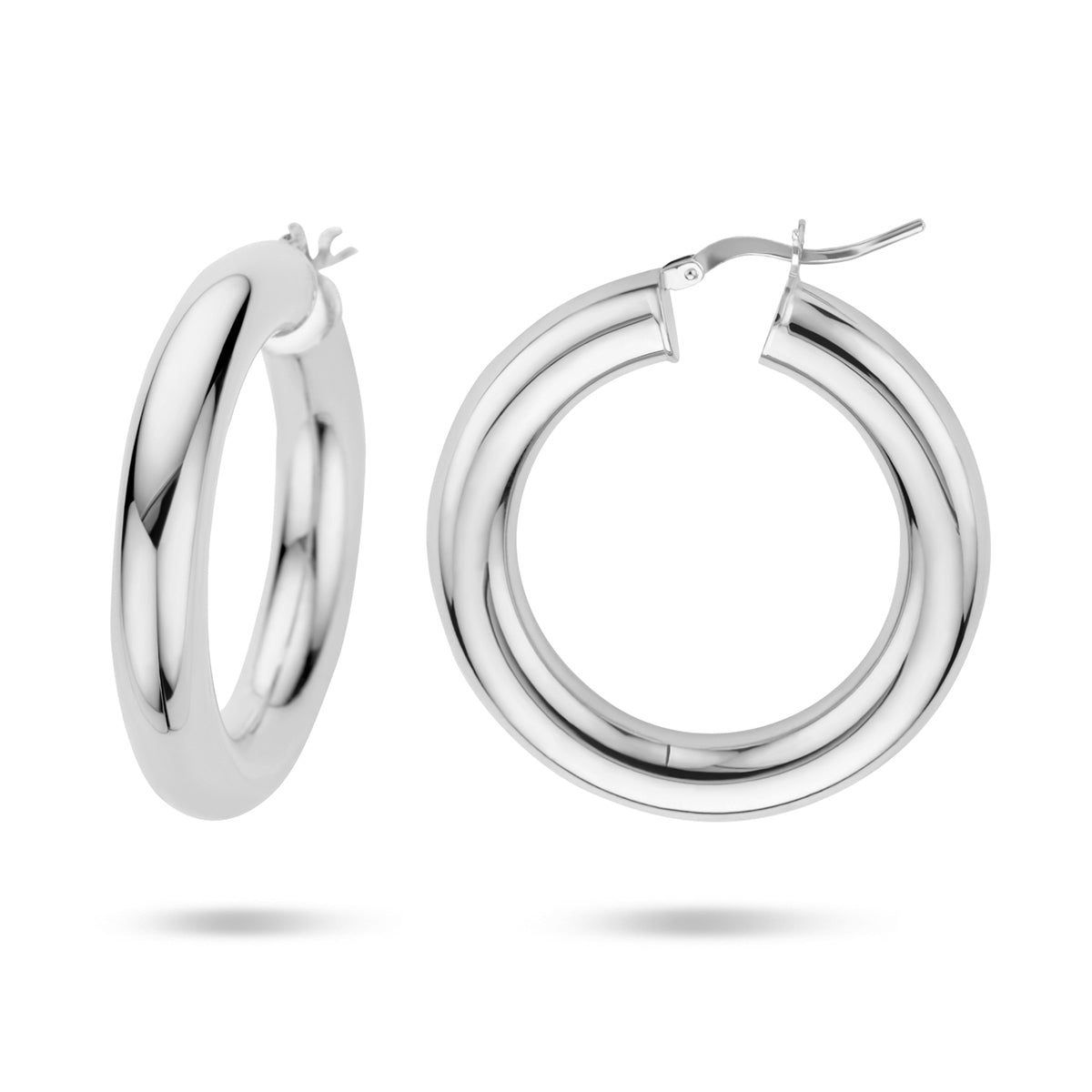 Oorringen 6,0 mm ronde buis zilver gerhodineerd