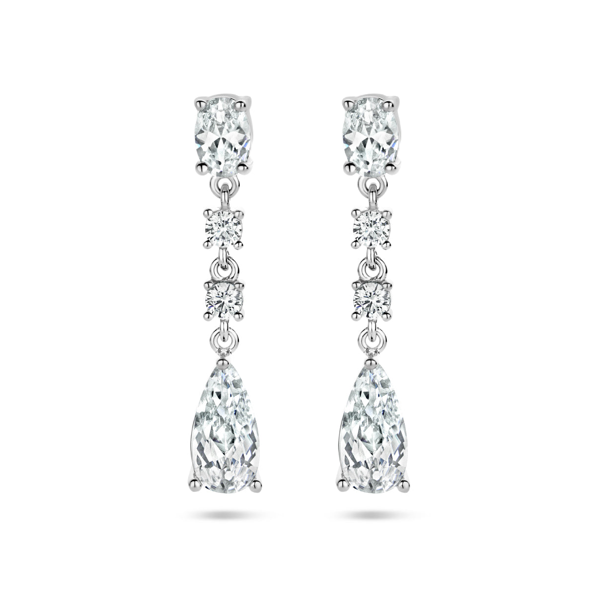 Oorhangers zirkonia zilver gerhodineerd