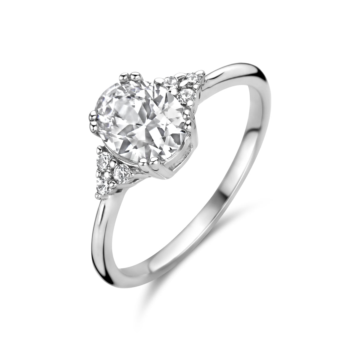 Ring trilogie zirkonia zilver gerhodineerd