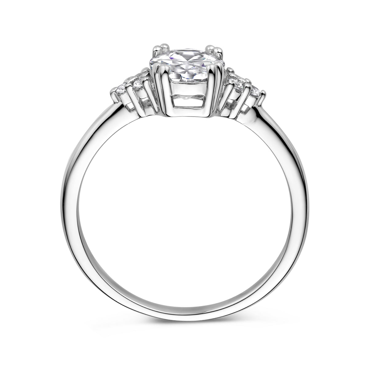 Ring trilogie zirkonia zilver gerhodineerd