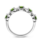 Ring groen en wit zirkonia halo zilver gerhodineerd