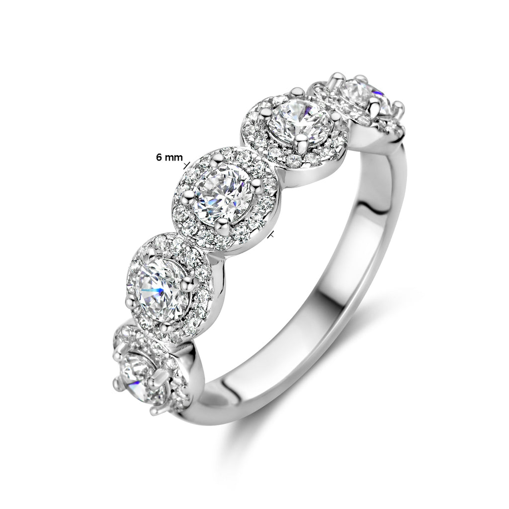 Ring zikonia halo zilver gerhodineerd