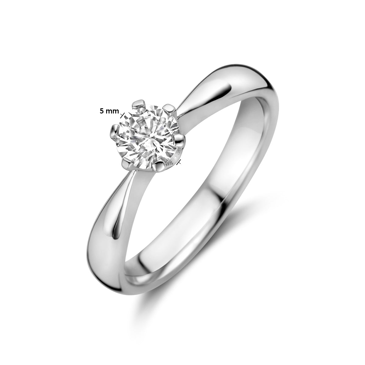 Ring zirkonia zilver gerhodineerd