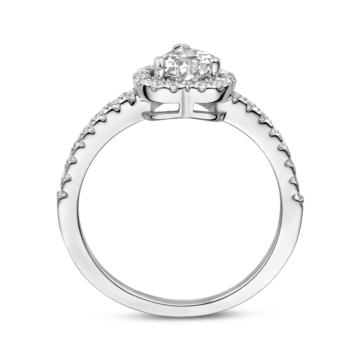 Ring hart zirkonia zilver gerhodineerd