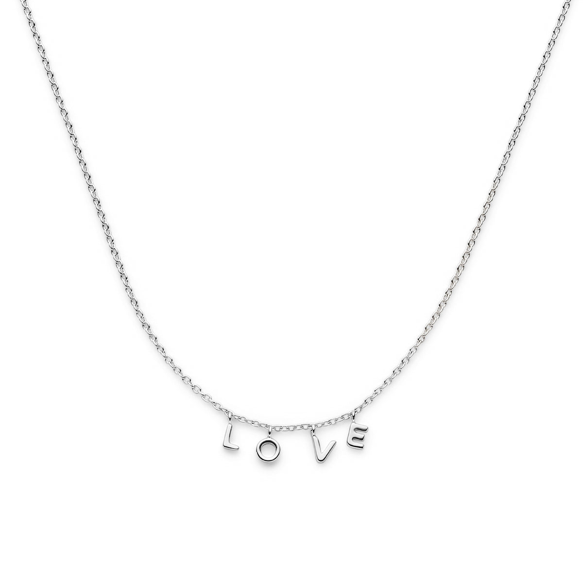 Collier love 41 + 4 cm zilver gerhodineerd