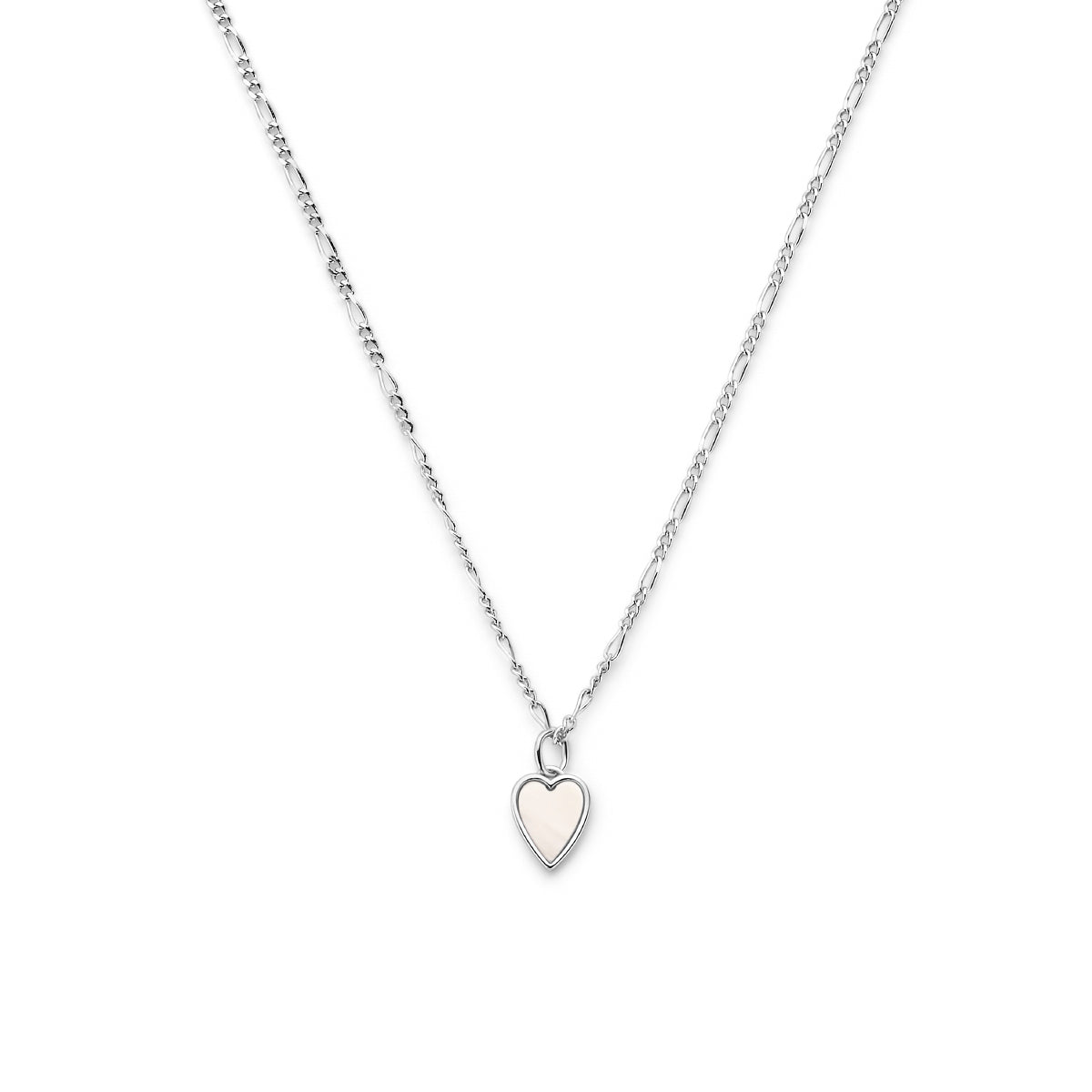 Collier hart parelmoer 41 + 4 cm zilver gerhodineerd