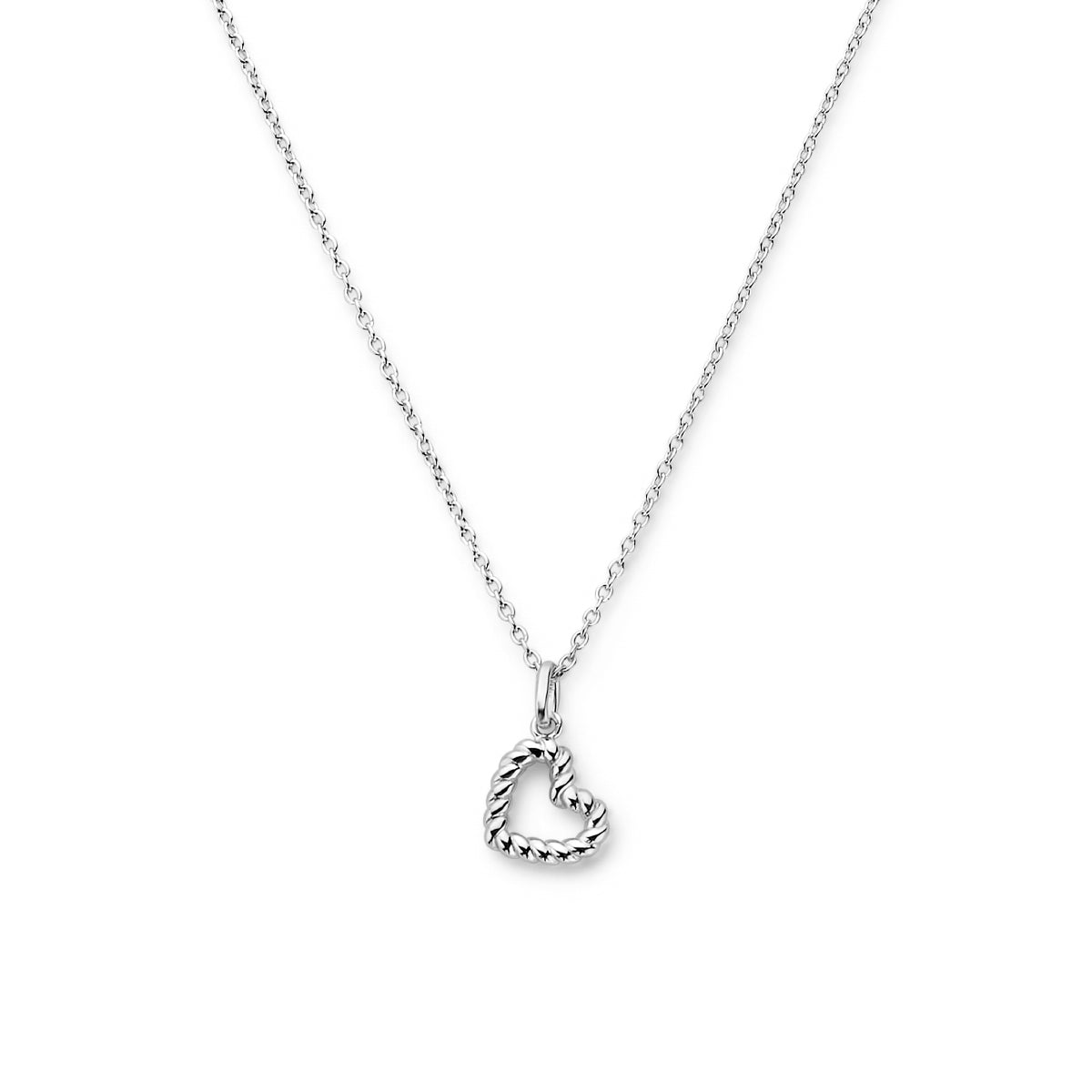 Collier hart 41+ 4 cm zilver gerhodineerd