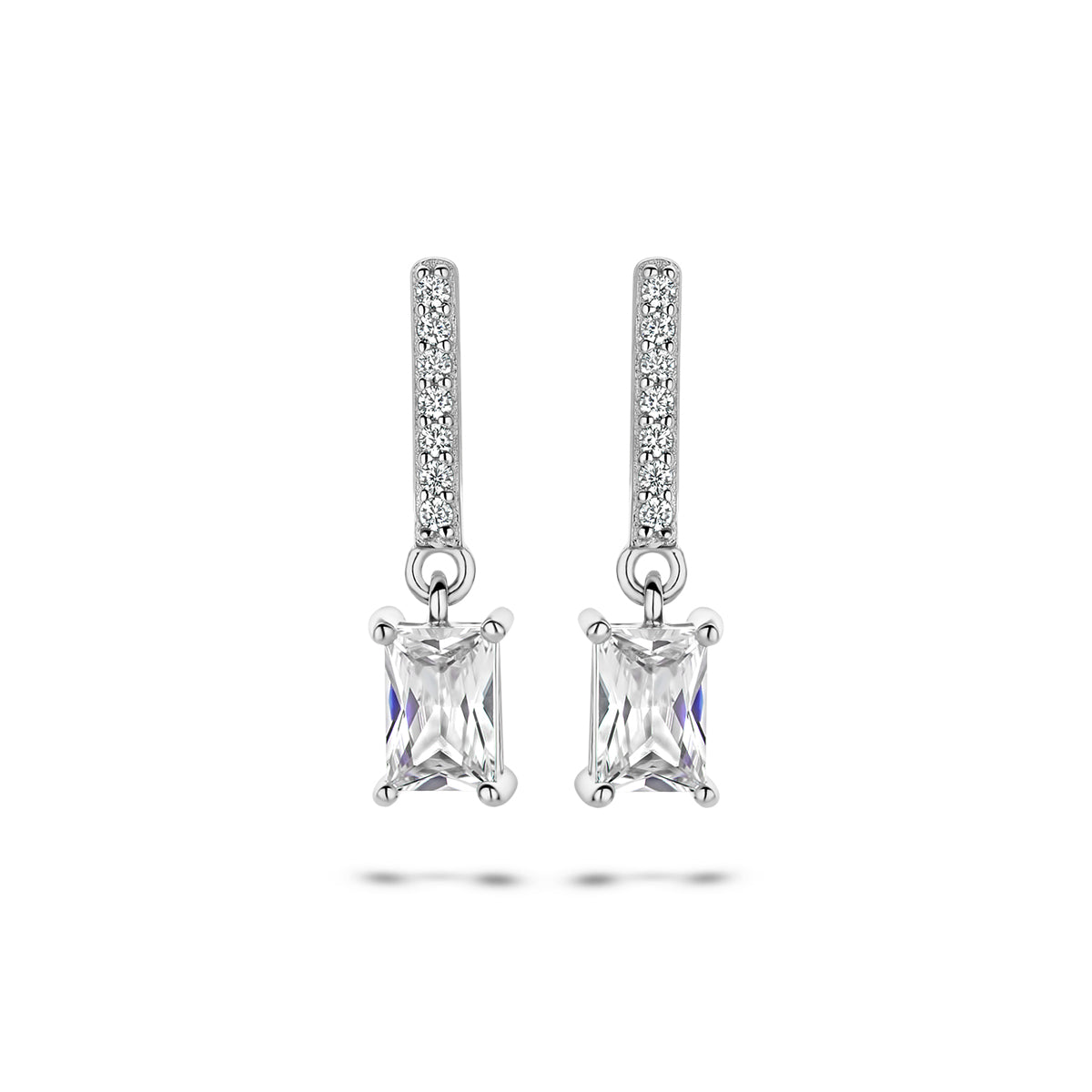 Oorhangers zirkonia zilver gerhodineerd