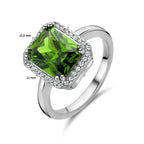 Ring groen en wit zirkonia halo zilver gerhodineerd