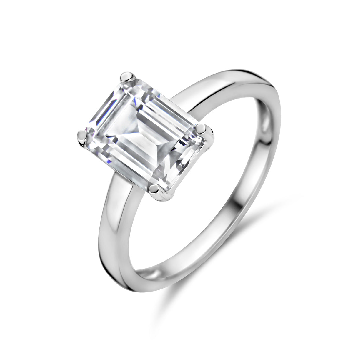 Ring zirkonia zilver gerhodineerd