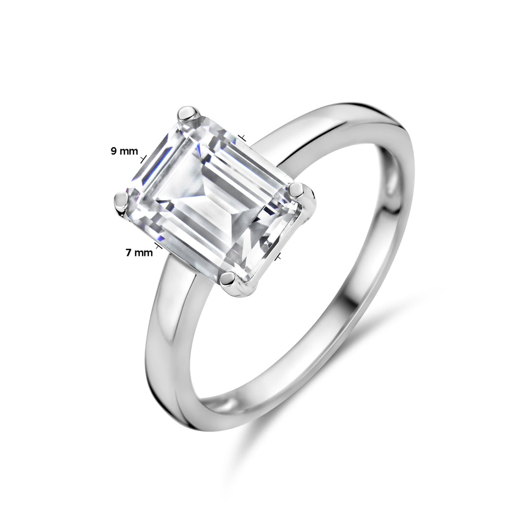 Ring zirkonia zilver gerhodineerd