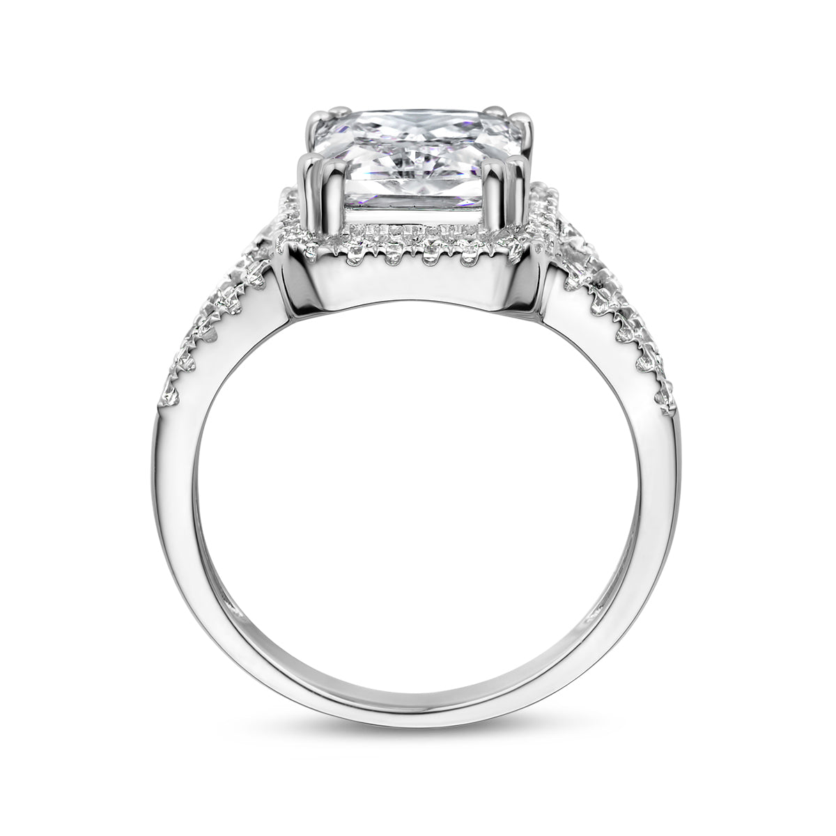 Ring zirkonia halo zilver gerhodineerd