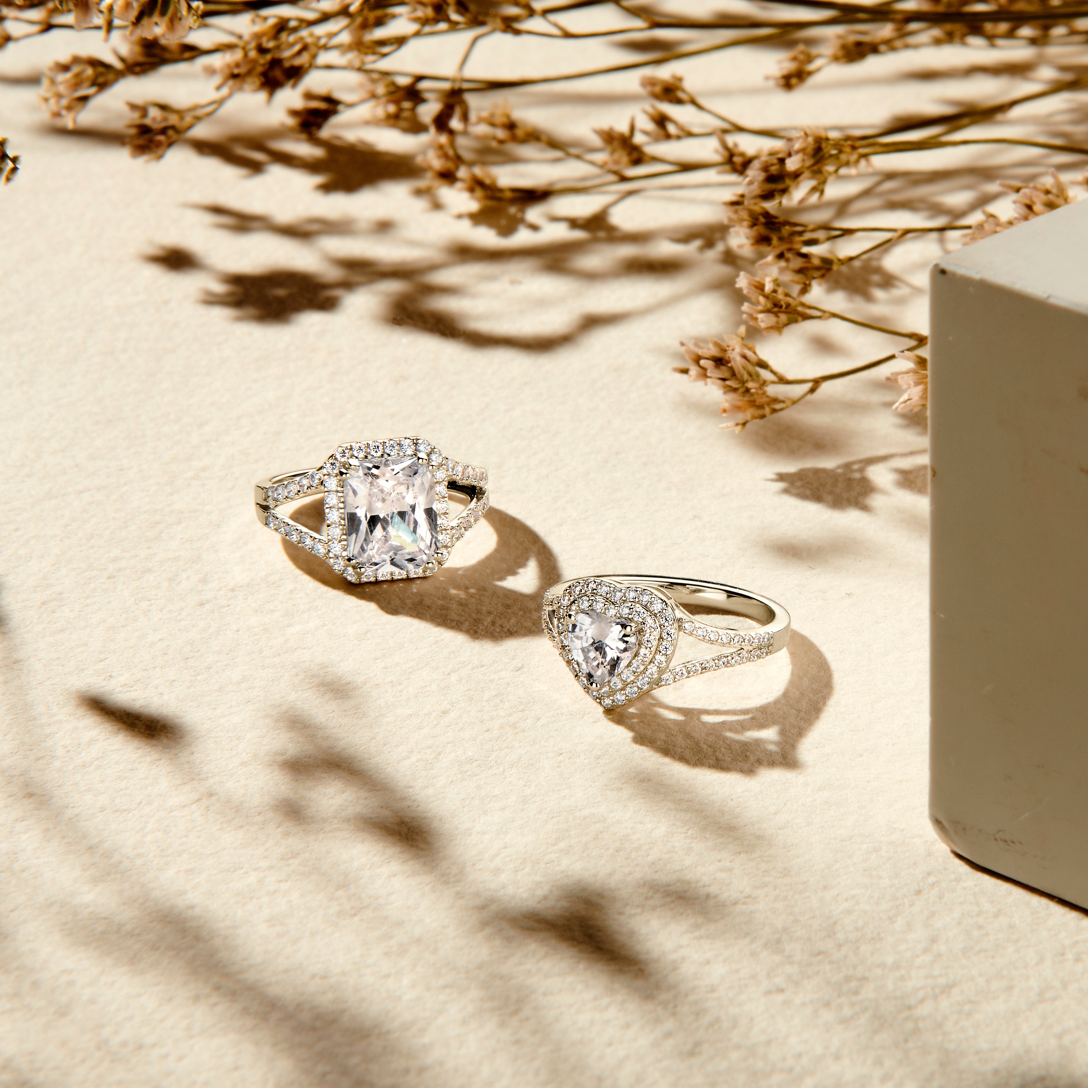 Ring zirkonia halo zilver gerhodineerd