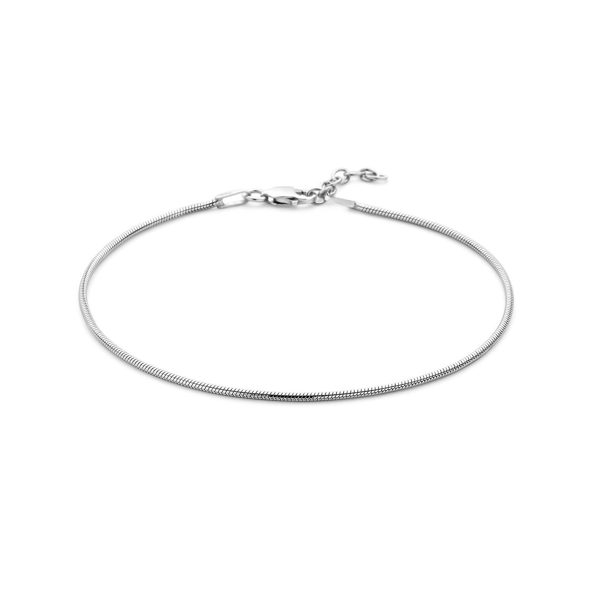 Slang rond 1,2 mm zilver gerhodineerd
